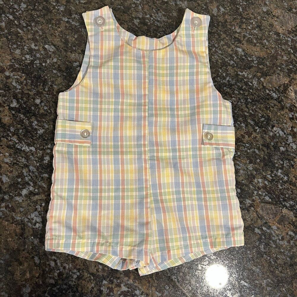 Vintage Jon Jon Plaid Jumper Royal Heir 18 month Made in USA EUC Boys